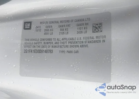 2013 Chevrolet Camaro 2Ls из США, поврежденный, VIN 2G1FA1E30D9148783